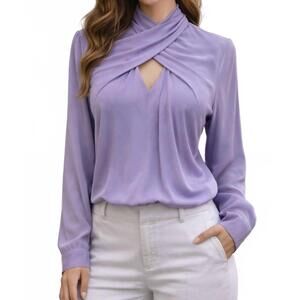 NEW CHELSEA AND WALKER high neck blouse in iris